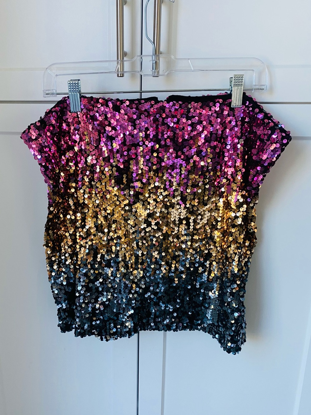 Deane womens sequin ombré mini skirt large new with tag